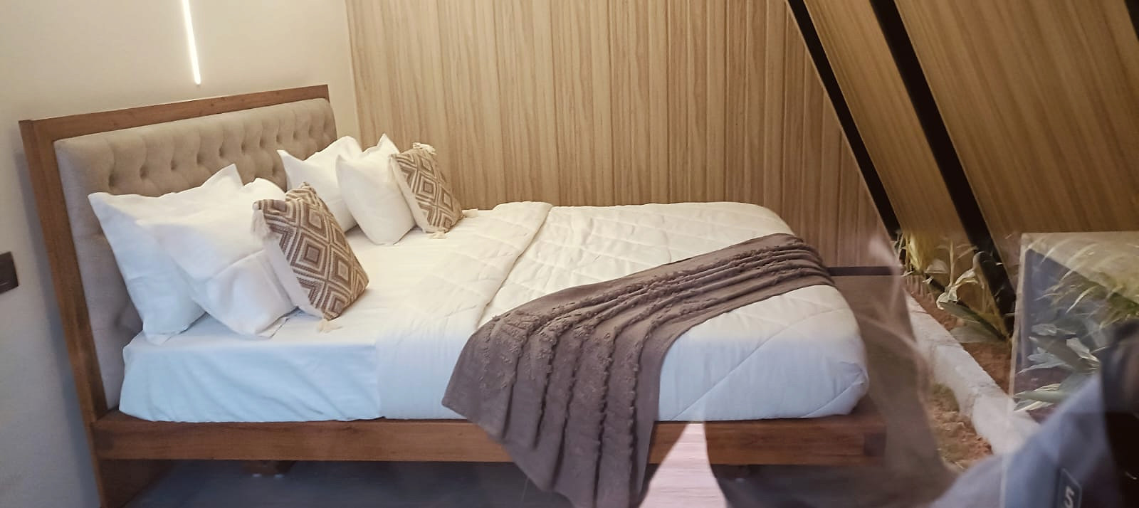 Side view of a cottage bedroom